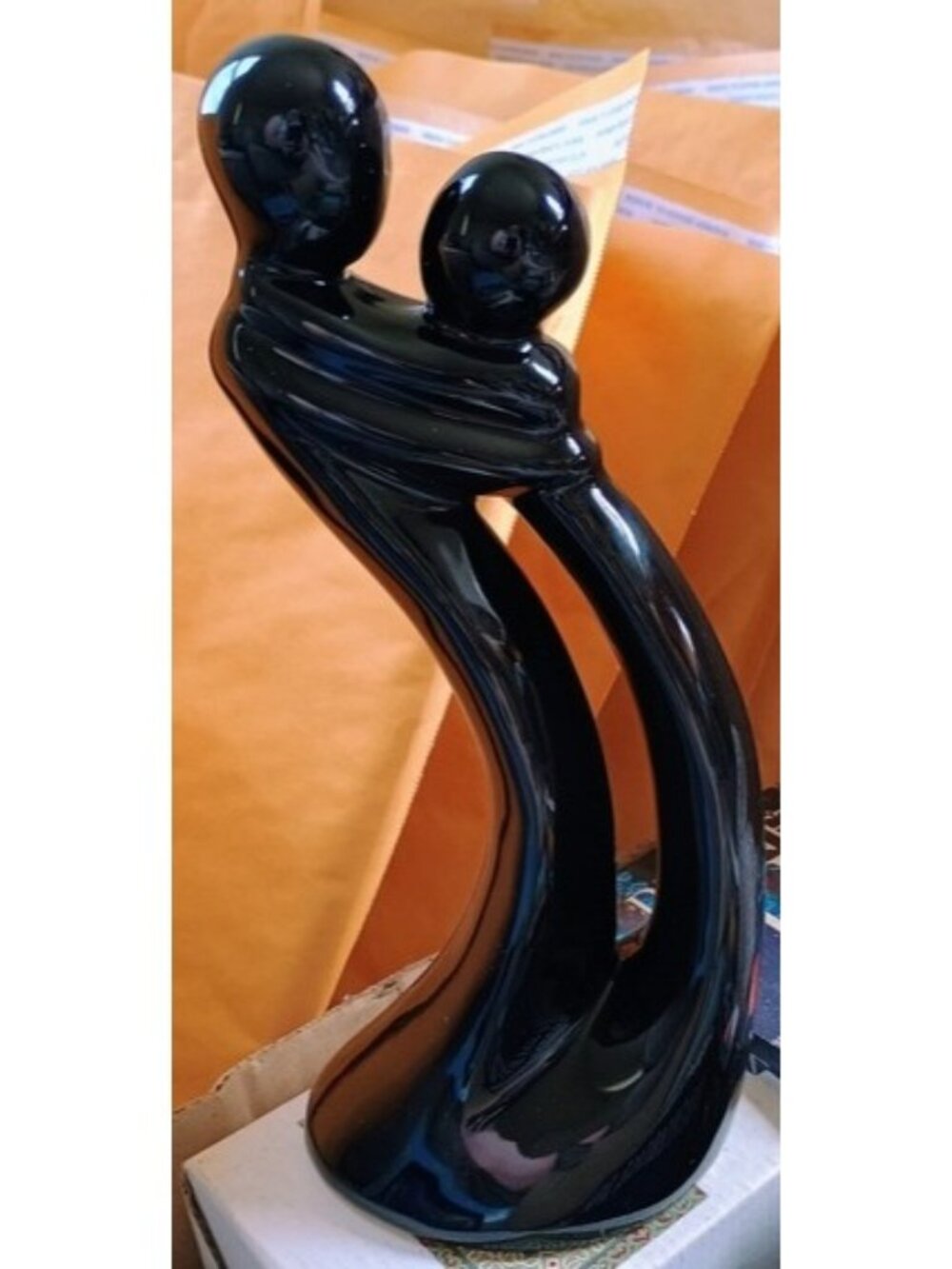 Vintage Sleek Black Abstract Sculpture couple Art Original Packaging